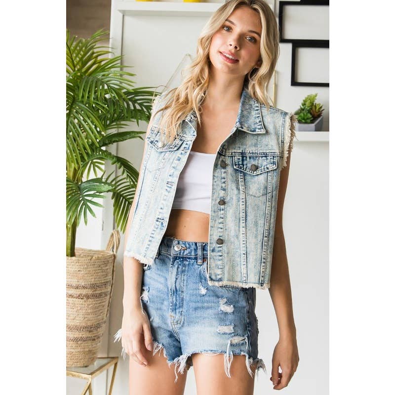 Rhinestone Denim Vest